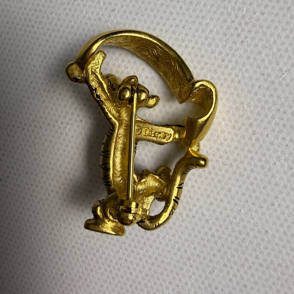 Disney Tigger TTFN Pin Gold Tone Winnie the Pooh Ta Ta For Now Brooch Engraved - Picture 7 of 11